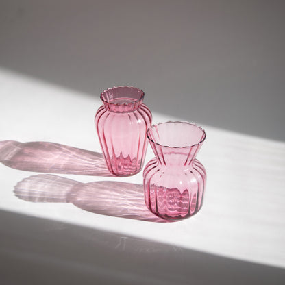 Cranberry Optic Glass Vases