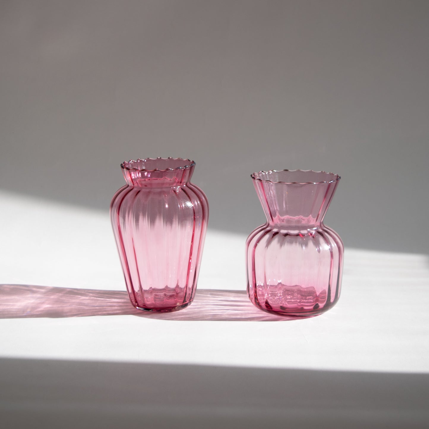 Cranberry Optic Glass Vases