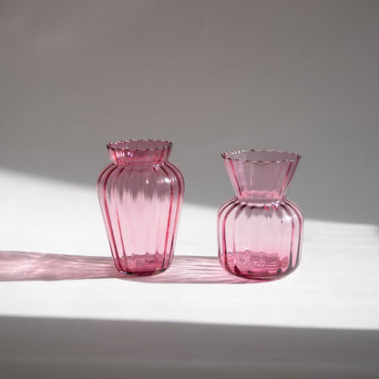 Cranberry Optic Glass Vases