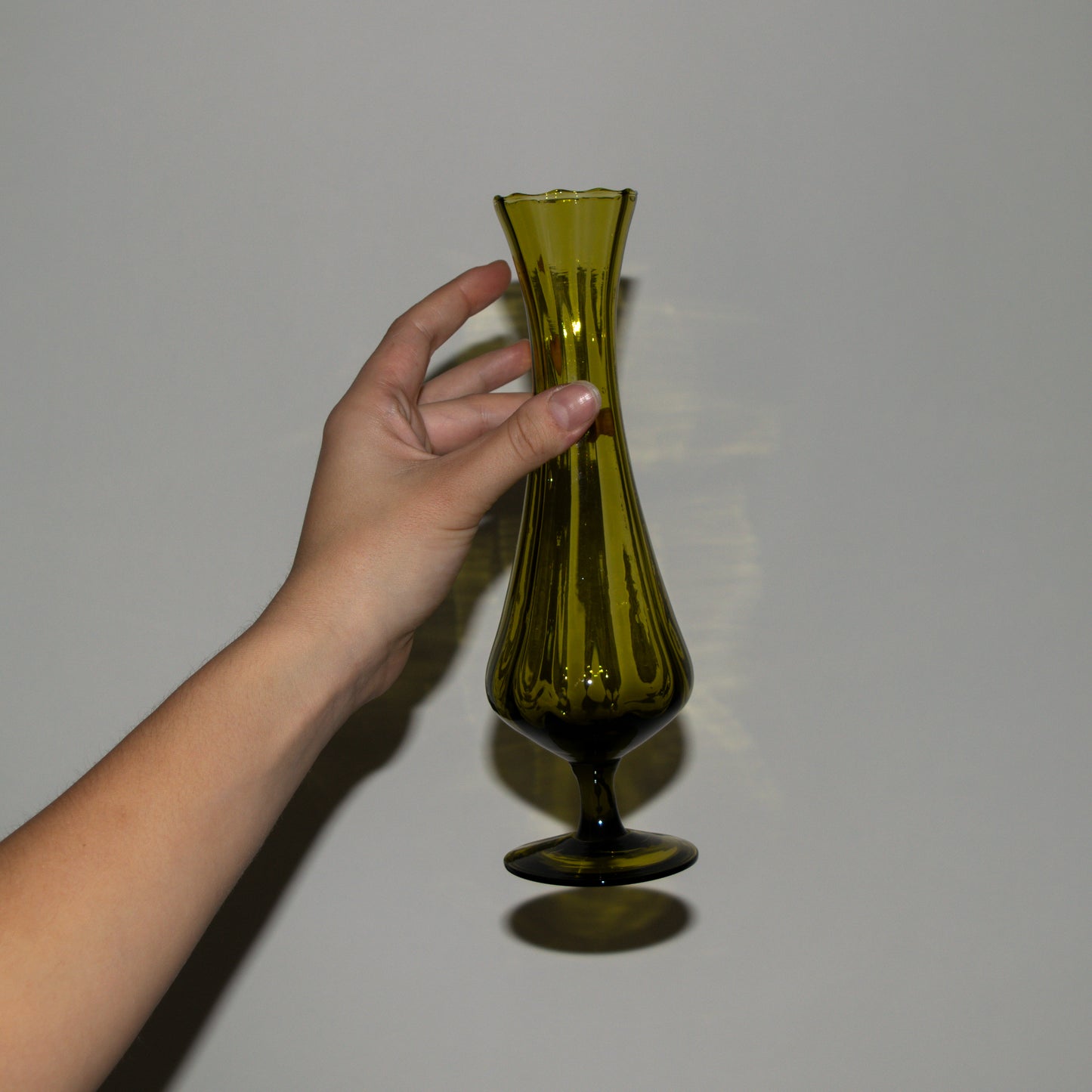 Olive Green Empoli Footed Vase