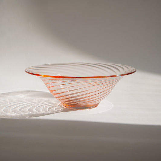 Pink Optic Swirl Glass Bowl