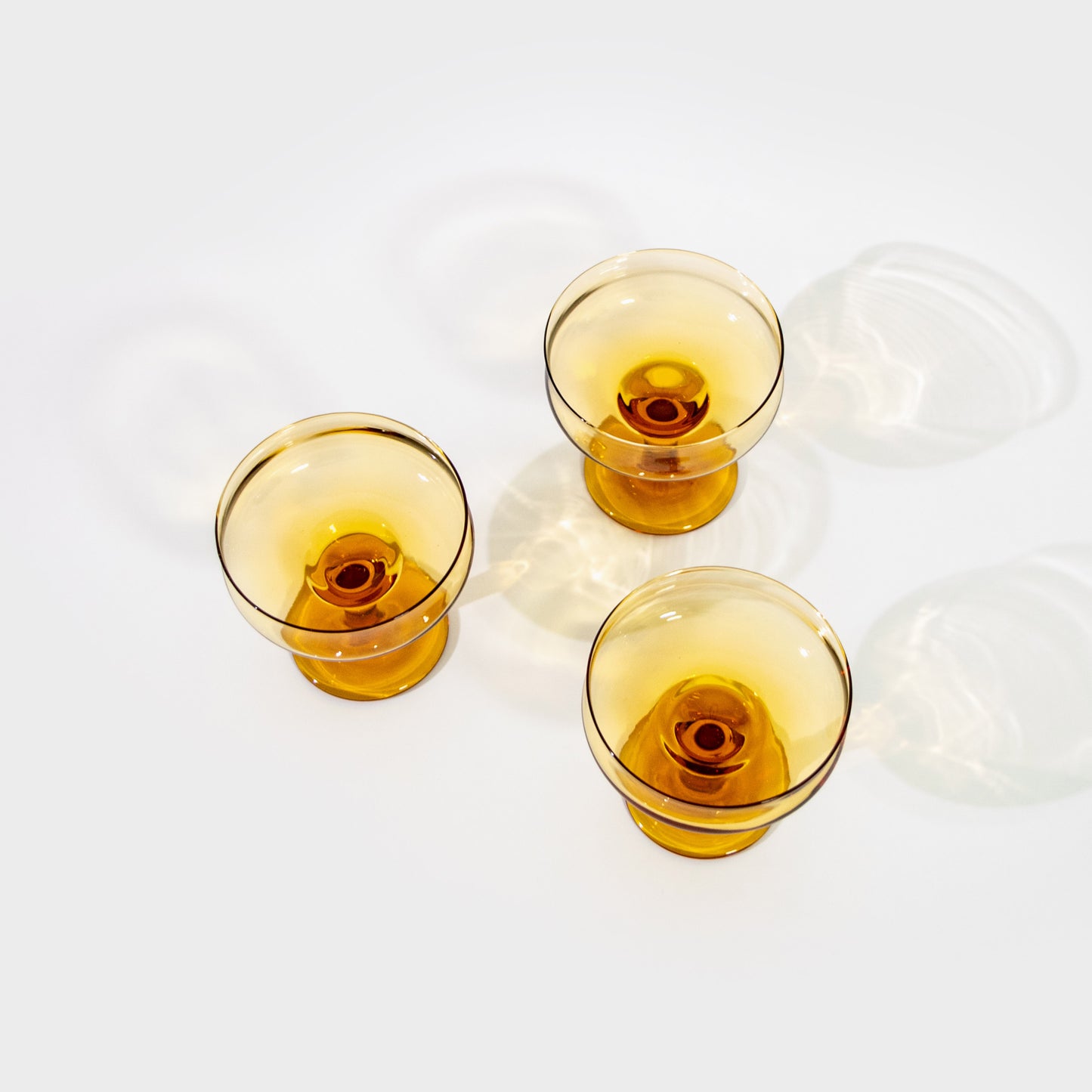 Amber Glass Champagne Coupes