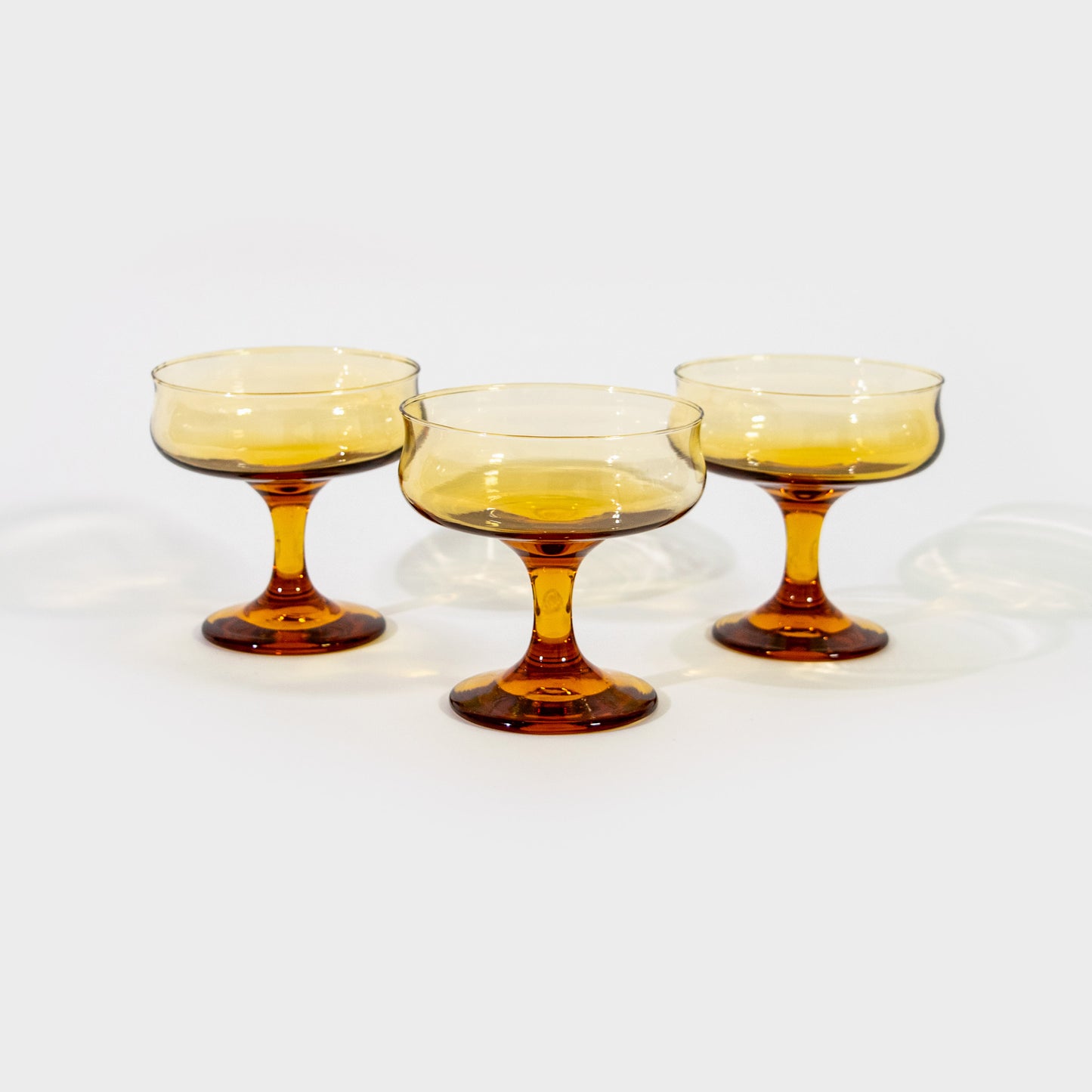 Amber Glass Champagne Coupes