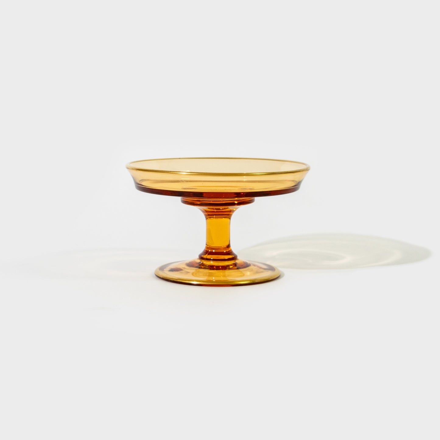 Amber Pedestal Dish with Gold Trim