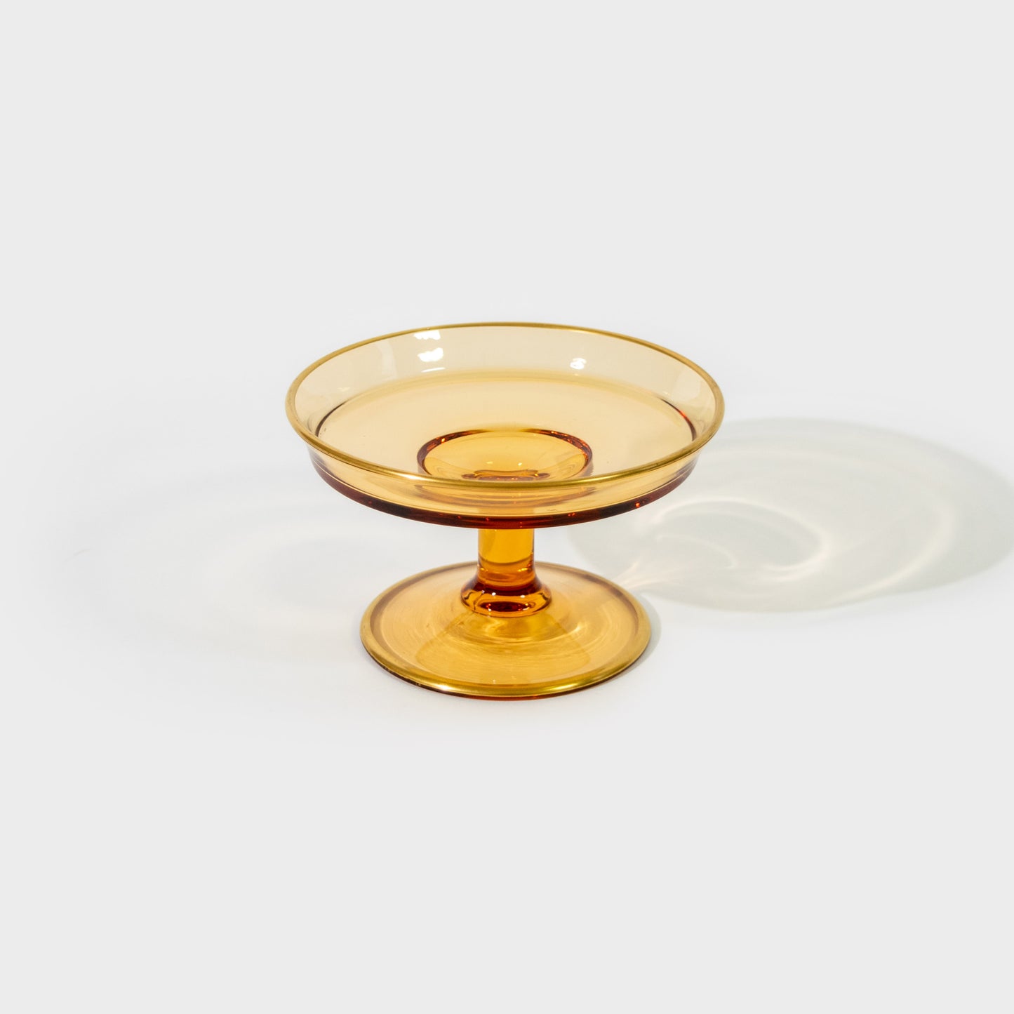 Amber Pedestal Dish with Gold Trim