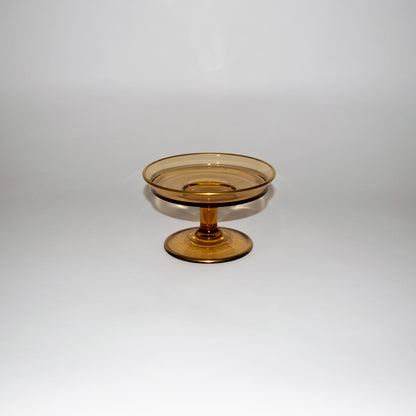 Amber Pedestal Dish with Gold Trim