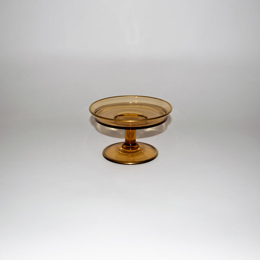 Amber Pedestal Dish with Gold Trim