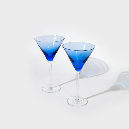 Blue Bowl Martini Glasses