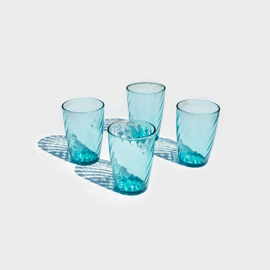 Light Blue Swirl Juice Glasses