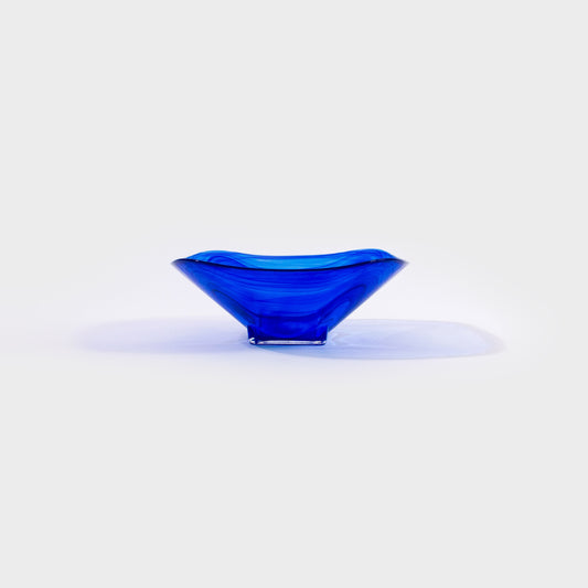 Cobalt Blue Rounded Square Glass Bowl