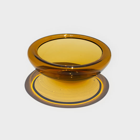 Large Curved Edge Amber Bowl