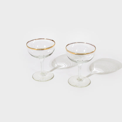 Gold Trim Clear Coupe Glasses