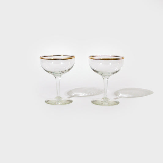 Gold Trim Clear Coupe Glasses