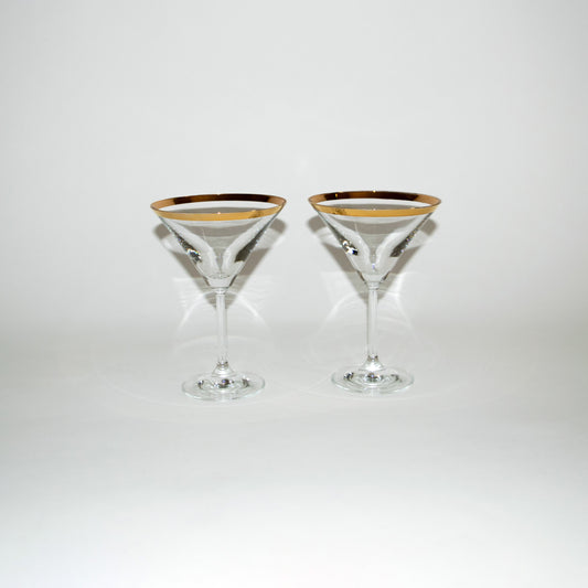 Gold-Rimmed Martini Glasses