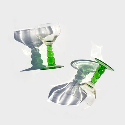 Green Bubble Stem Wine Glasses