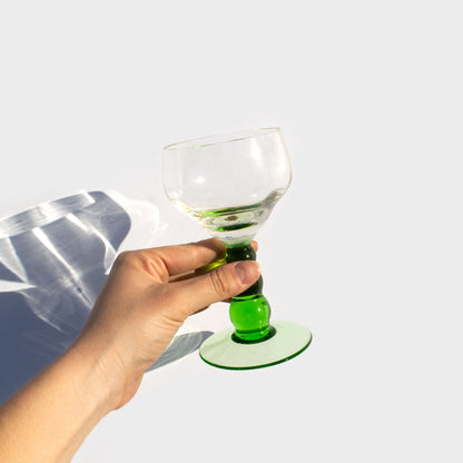 Green Bubble Stem Wine Glasses