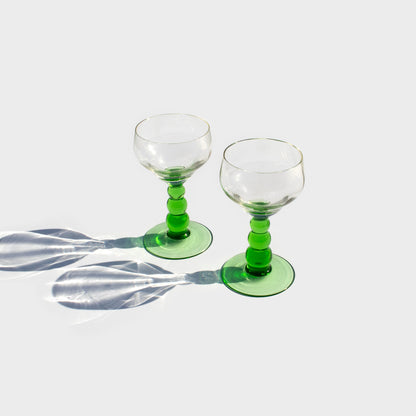 Green Bubble Stem Wine Glasses