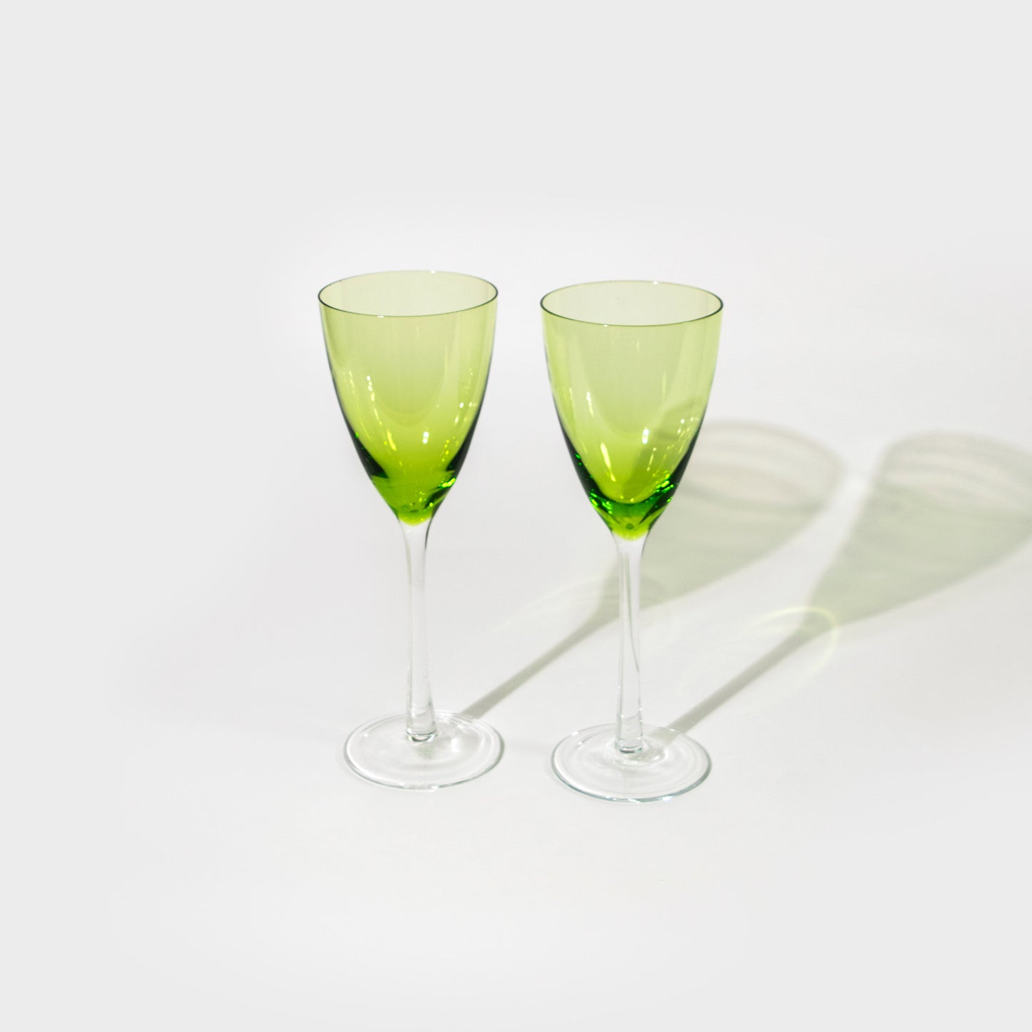 Lime Green and Clear Wine Glasses