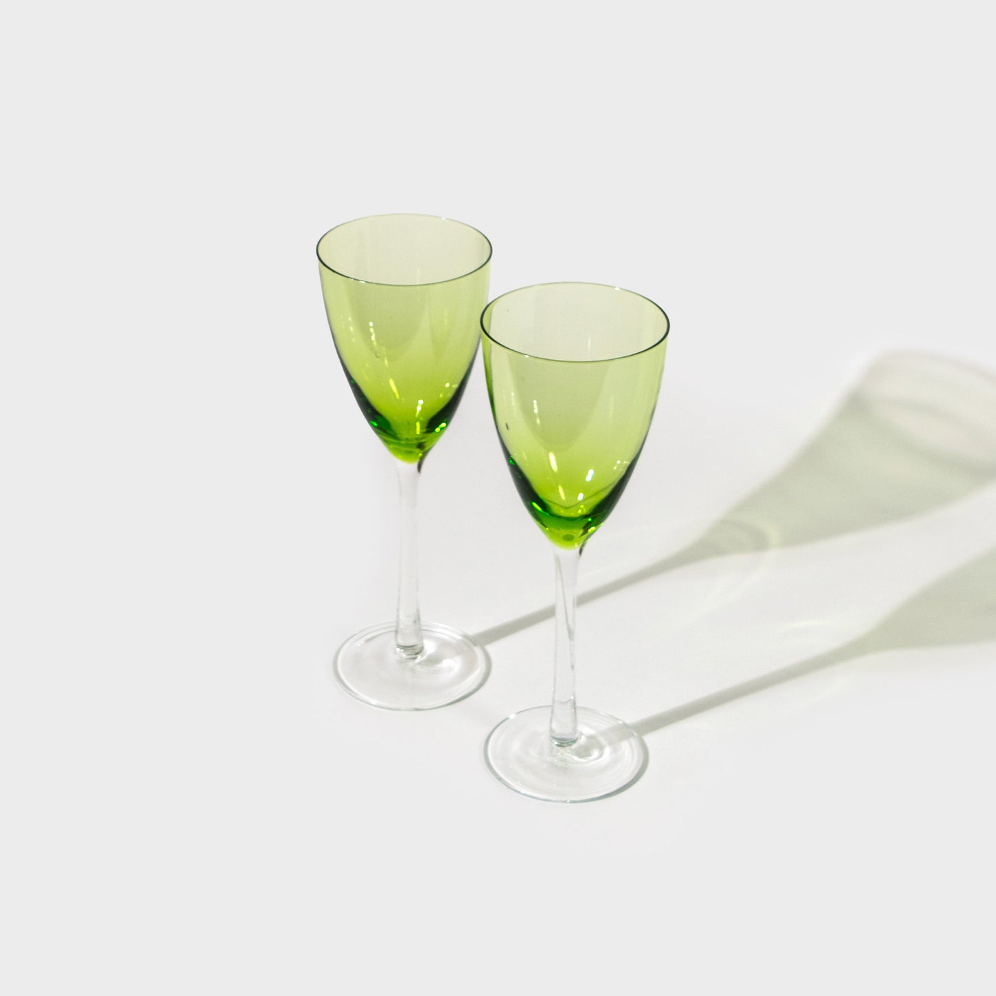 Lime Green and Clear Wine Glasses