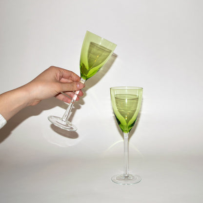 Lime Green and Clear Wine Glasses