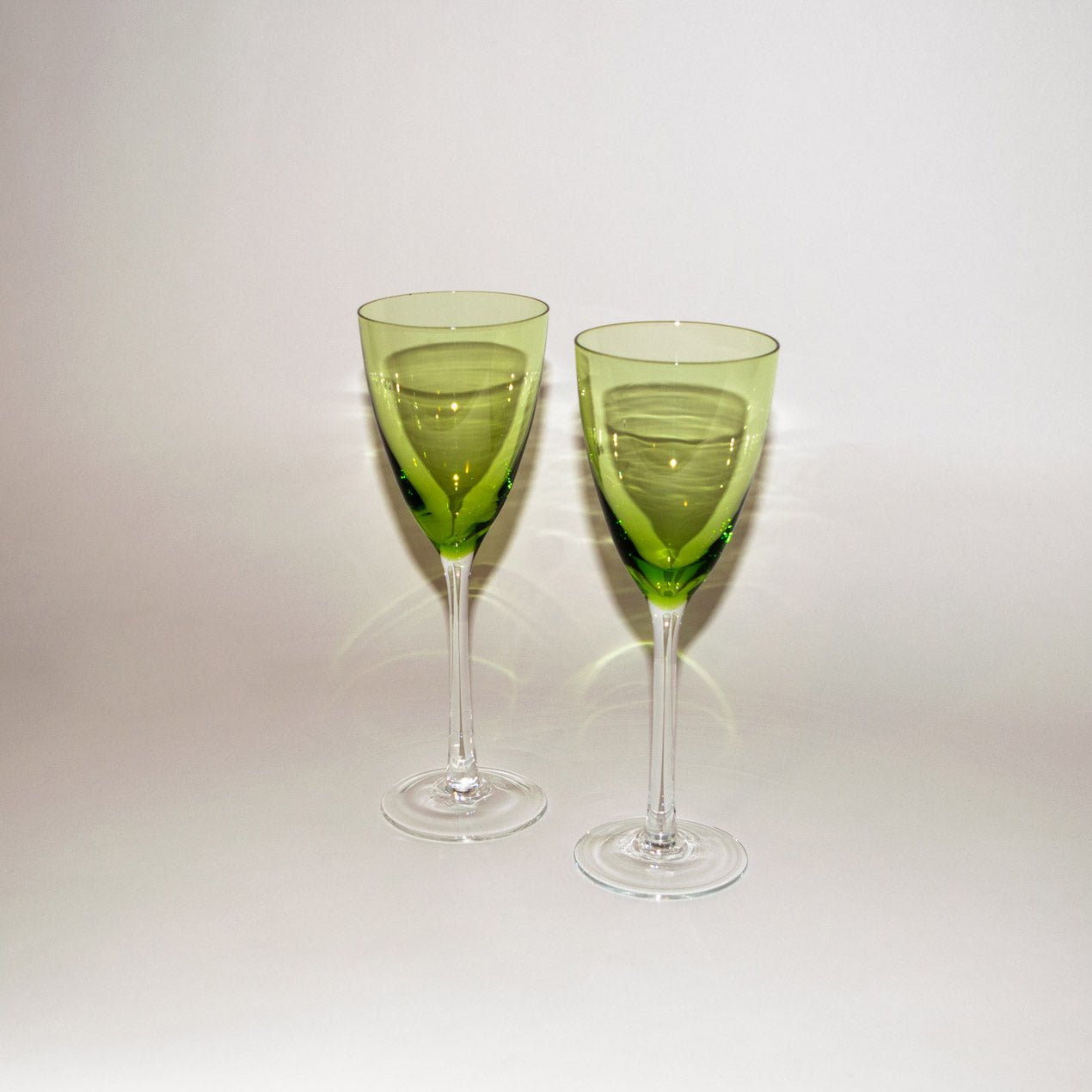 Lime Green and Clear Wine Glasses