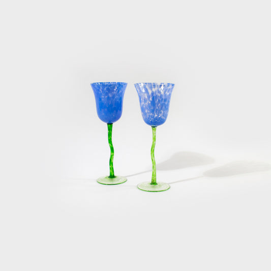 Tulip Art Glass Wine Goblets