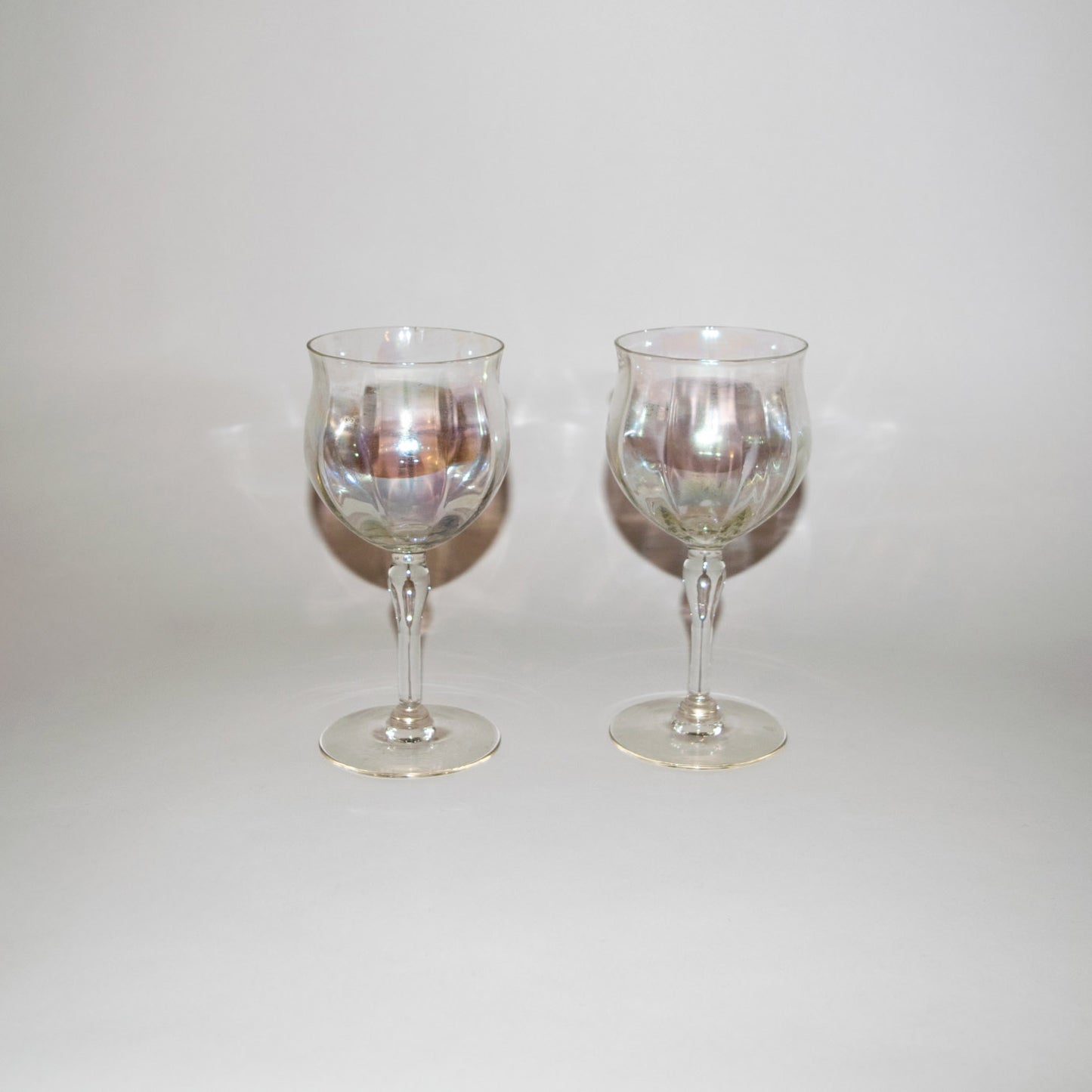 Iridescent Optic Tulip Wine Glasses