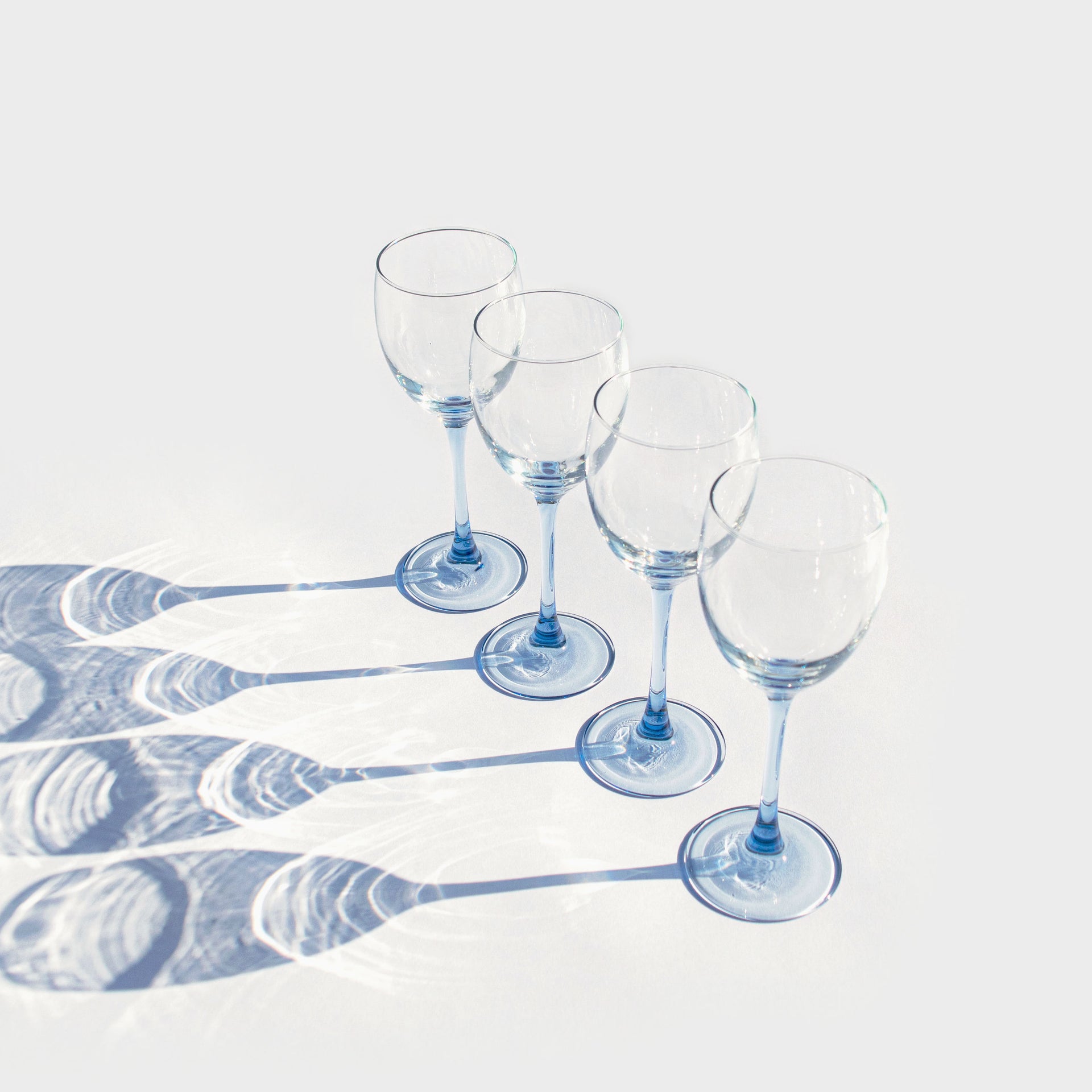 Aqua Tulip Stem Wine Glasses