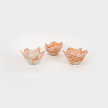 Wavy Orange Swirl Glass Bowl