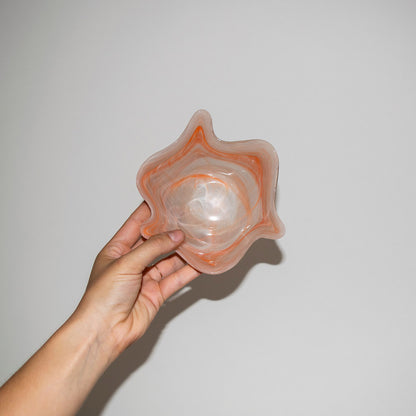 Wavy Orange Swirl Glass Bowl