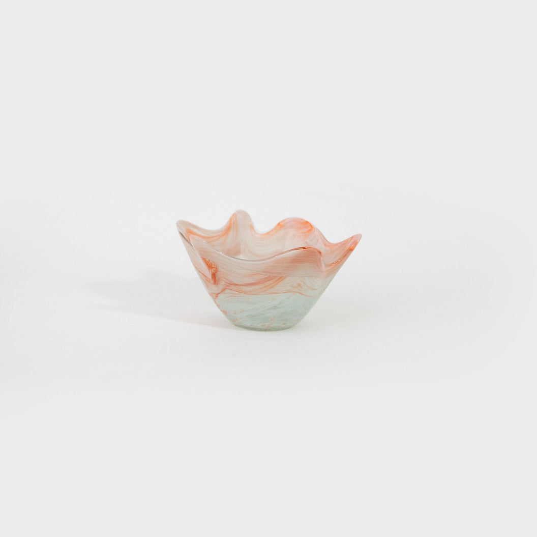 Wavy Orange Swirl Glass Bowl