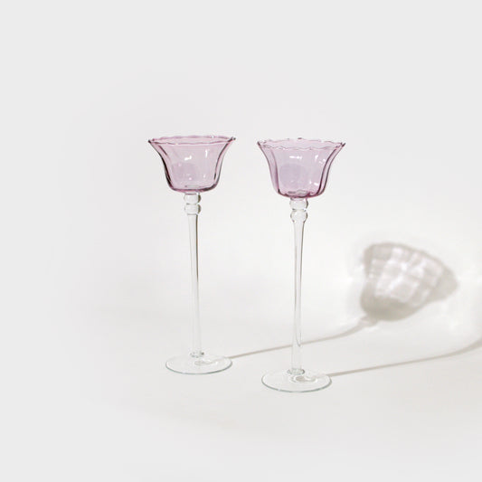 Tulip-Shaped Stemmed Candleholders