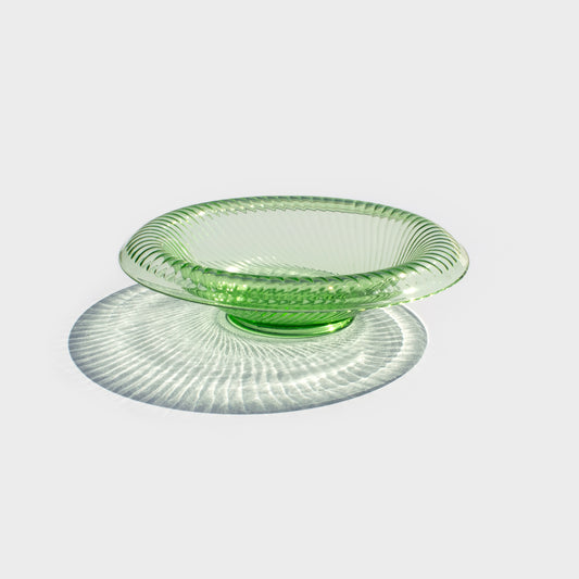 Green Depression Glass Waterfall Bowl