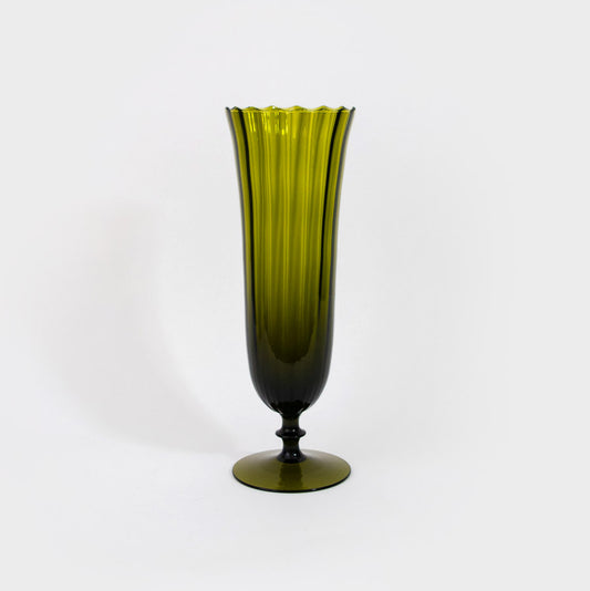 Olive Green Empoli Footed Vase