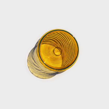 Yellow Art Glass Spiral Striped Bowl