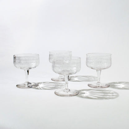 Vintage Fostoria Needle Etched Coupe Glasses