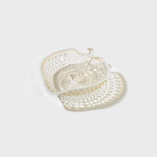 Heart-Shaped Opalescent Hobnail Glass Dish