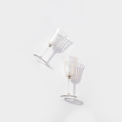 Ribbed Iridescent Cordial Glasses