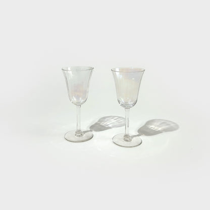 Ribbed Iridescent Cordial Glasses