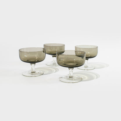 Smoke Grey and Clear Glass Dessert Coupes