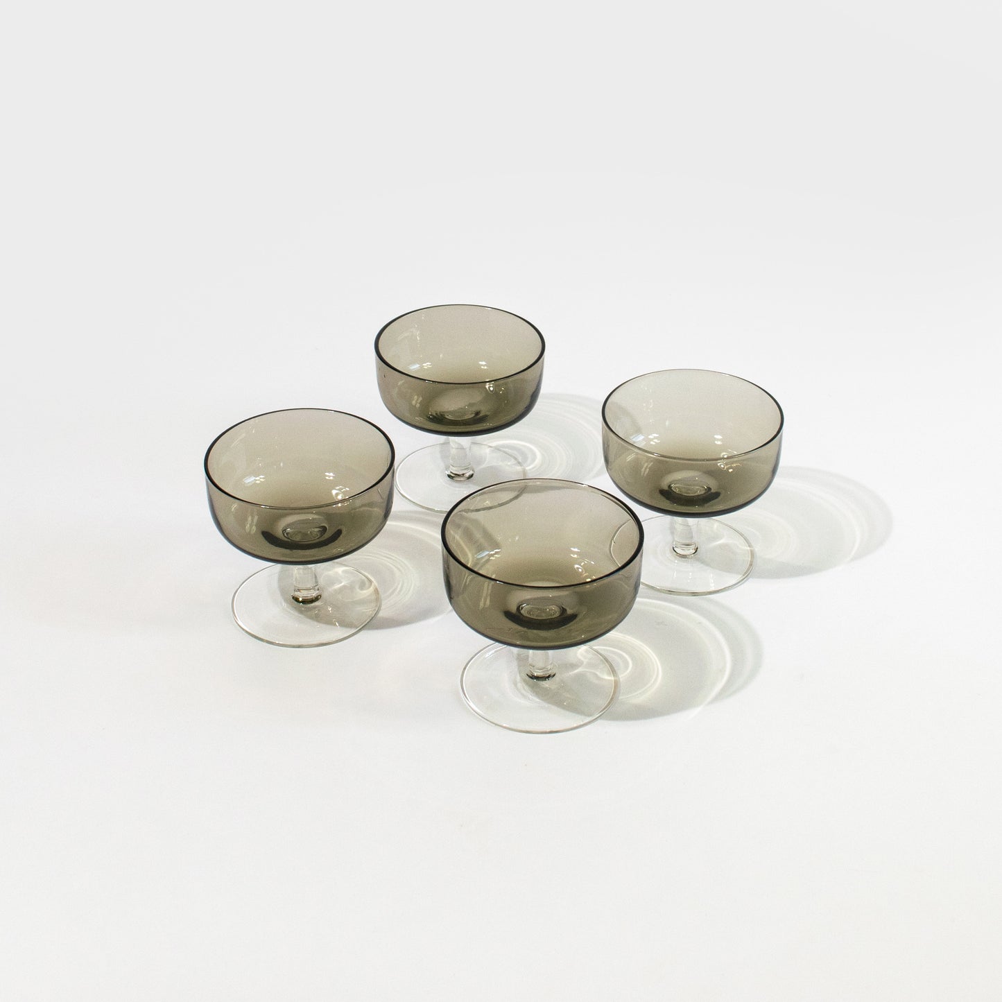 Smoke Grey and Clear Glass Dessert Coupes