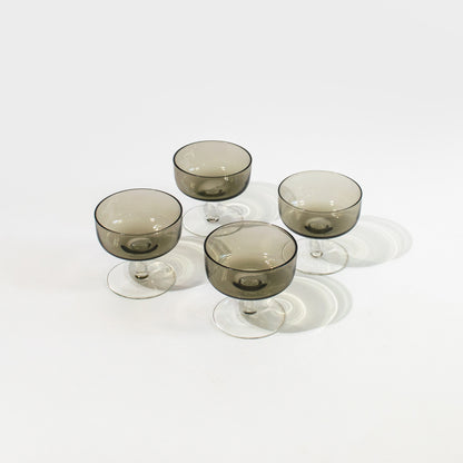 Smoke Grey and Clear Glass Dessert Coupes