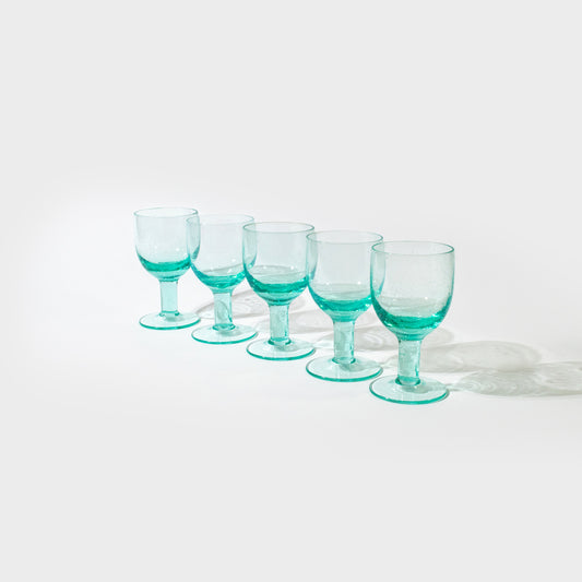 Teal Bubble Glass Water Goblets